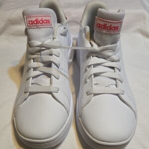 adidas Women's White Athletic Shoes with Red Accents